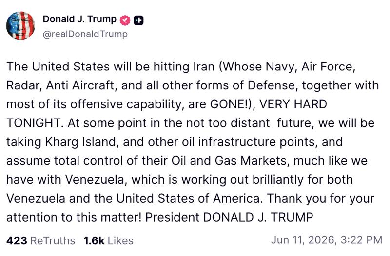 Trump Truth Social post