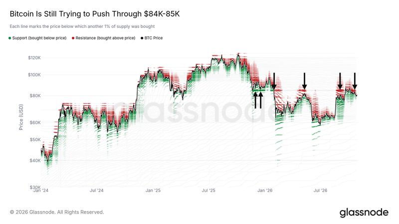 BTC/USD chart with supply onchain cost-basis data