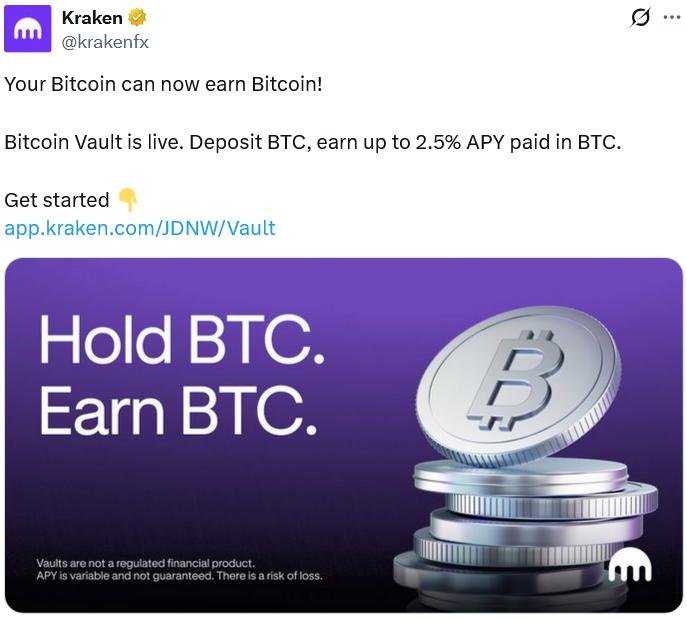 Kraken Bitcoin vault details