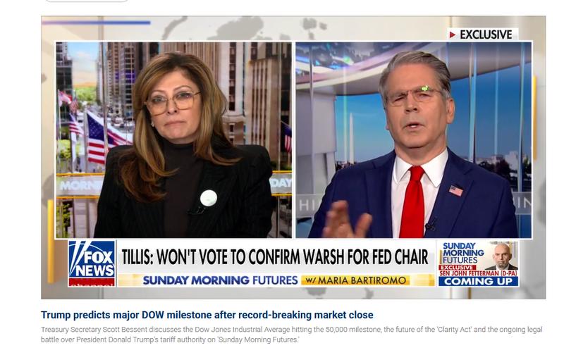 Scott Bessent speaking about Kevin Warsh and Thom Tillis