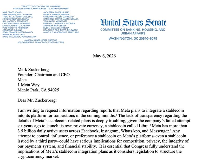 Letter from Senator Warren