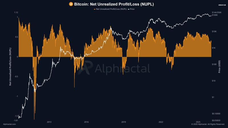 Bitcoin NUPL vs. price chart