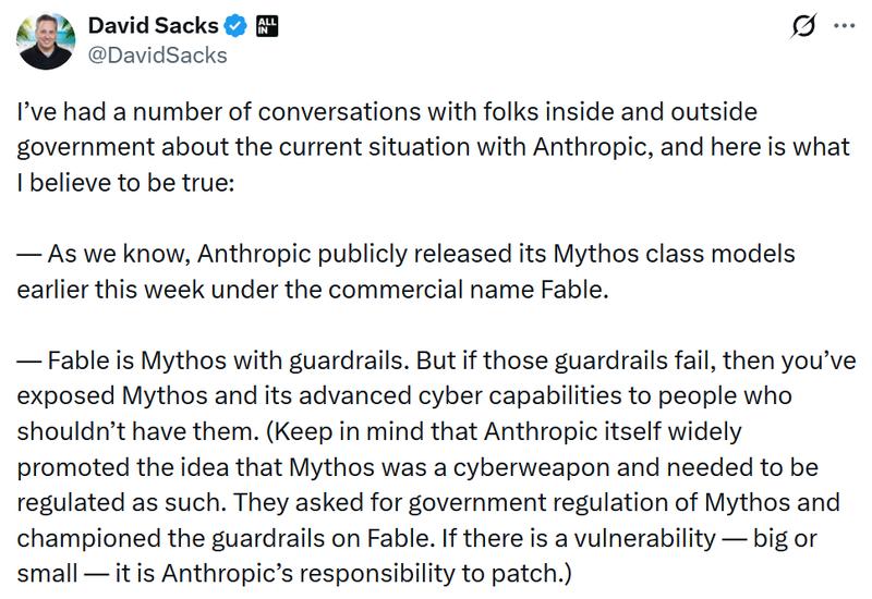 David Sacks statement