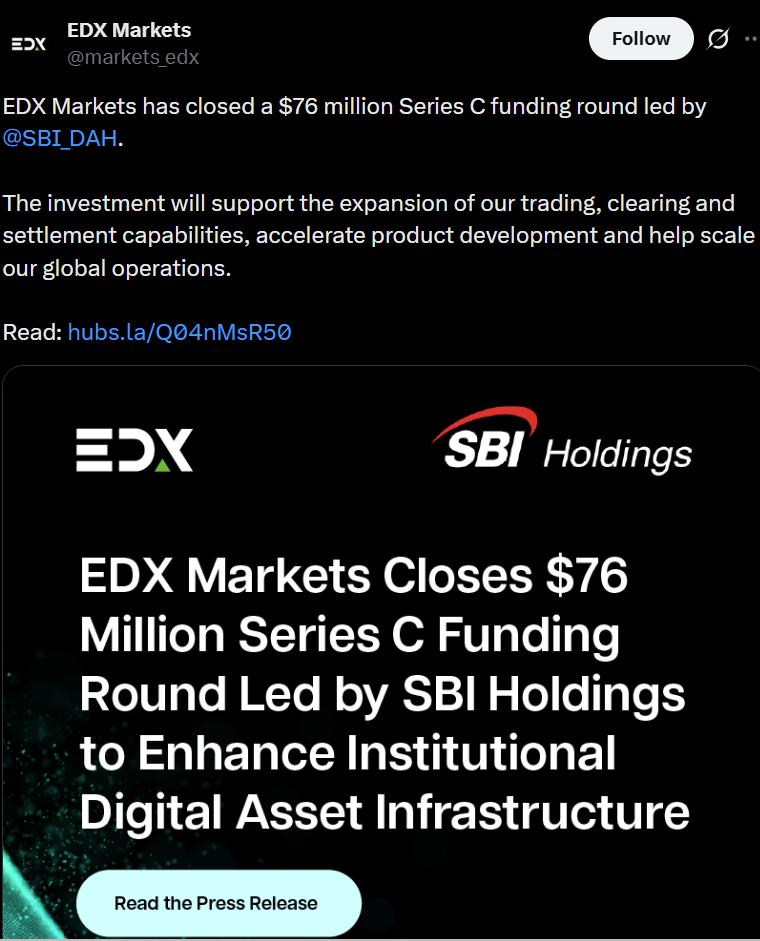EDX Markets funding details