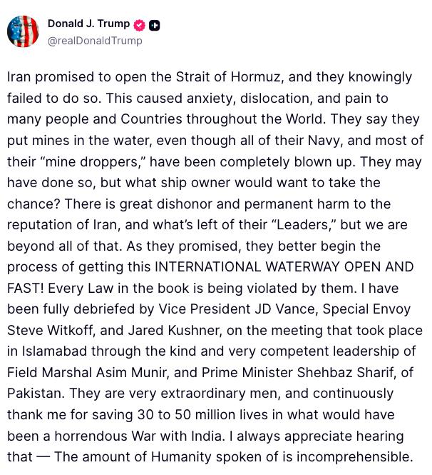 Trump Truth Social post