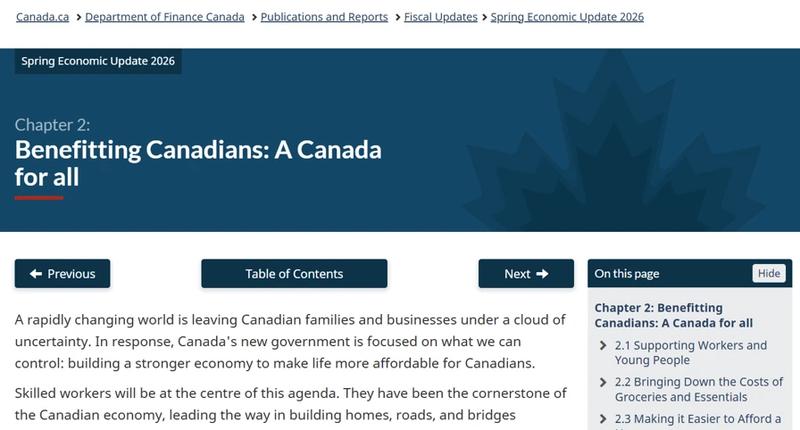 Spring Economic Update 2026 document