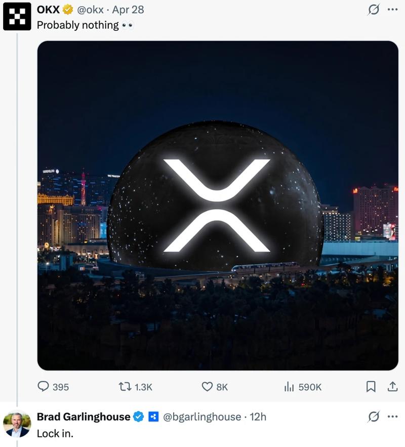 Las Vegas Sphere with XRP logo