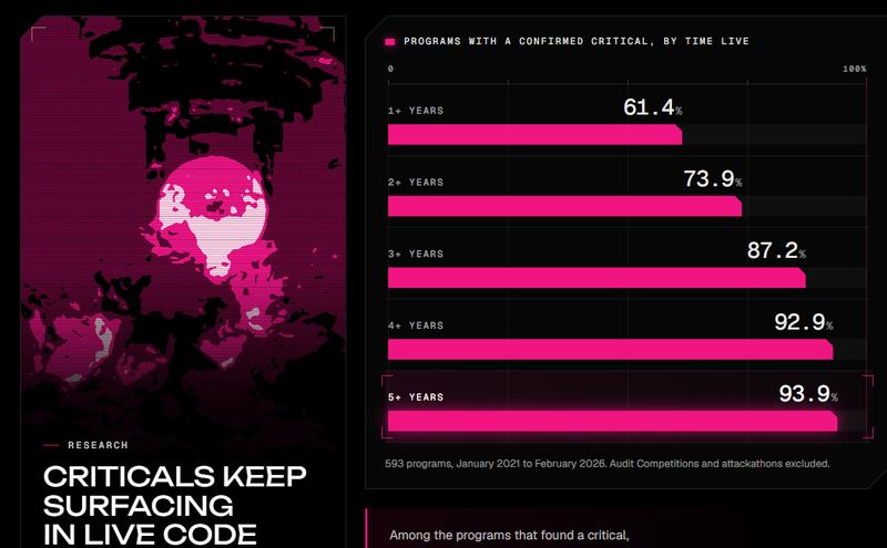 Chart showing percentage of programs with confirmed critical vulnerabilities