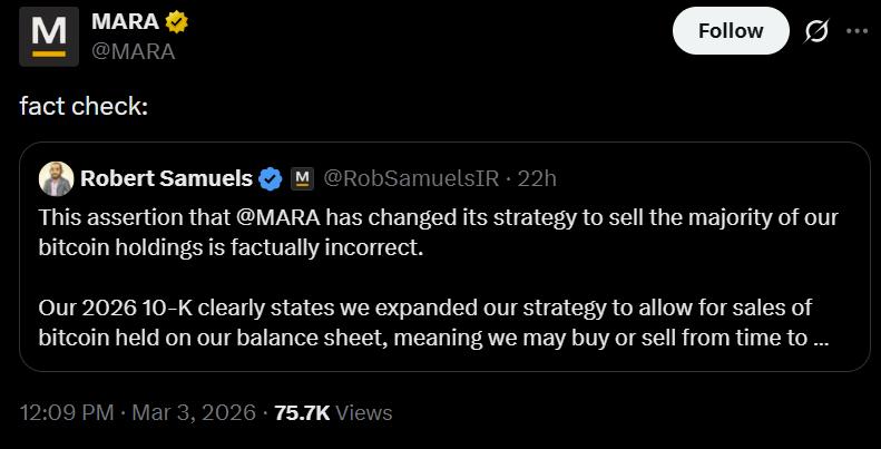 MARA Bitcoin treasury strategy