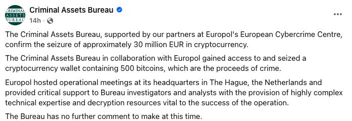 Criminal Assets Bureau statement