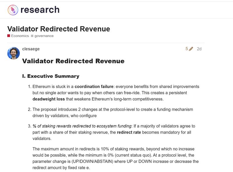 Validator Redirected Revenue proposal