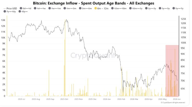 Bitcoin exchange SOPR age bands chart