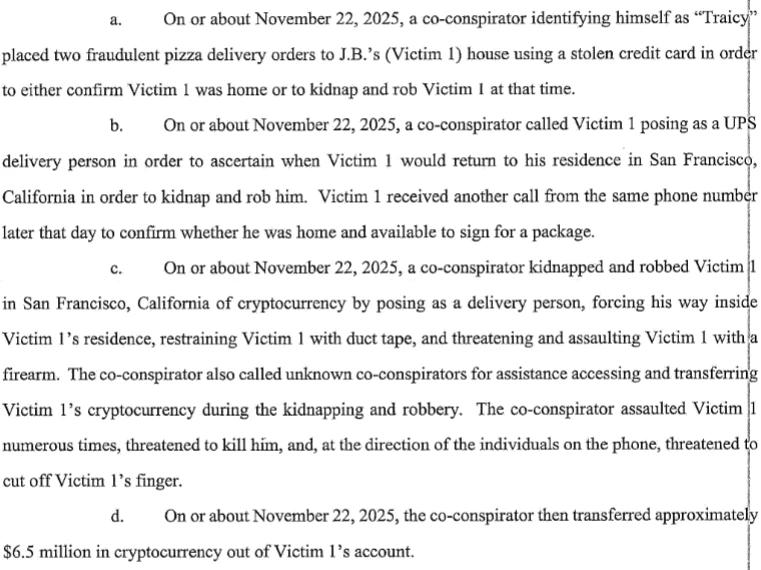 Court document showing cryptocurrency transfer