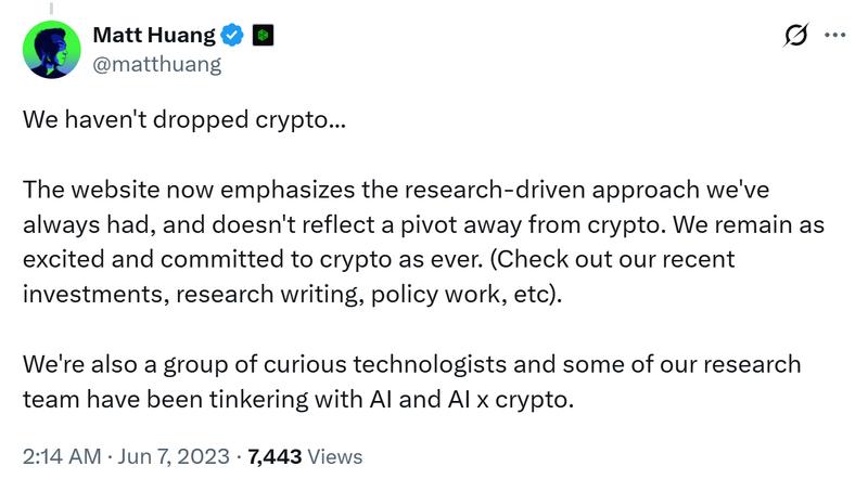 Matt Huang tweet