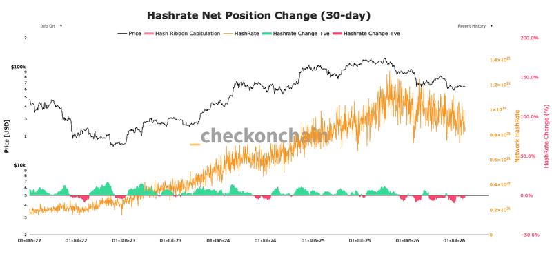 Bitcoin hash rate net position change chart
