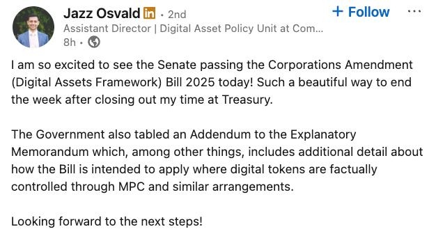 Jazz Osvald LinkedIn post