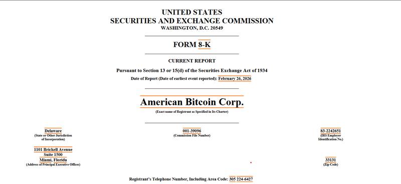 American Bitcoin 8K Filing