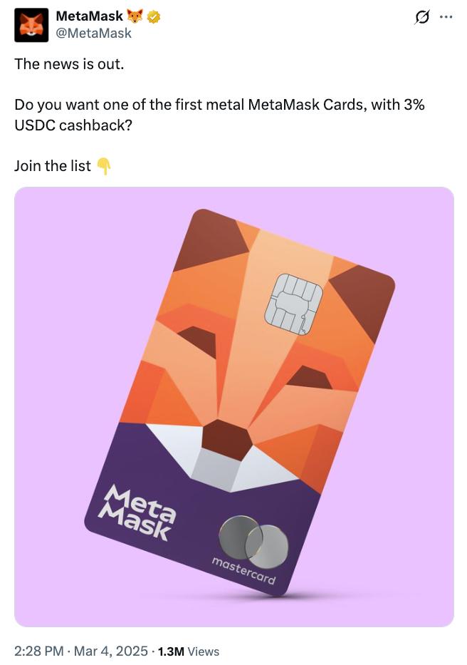 MetaMask opened a waiting list for the MetaMask Card in March 2025