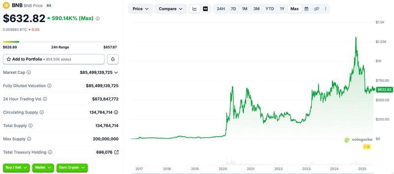 BNB market data from CoinGecko
