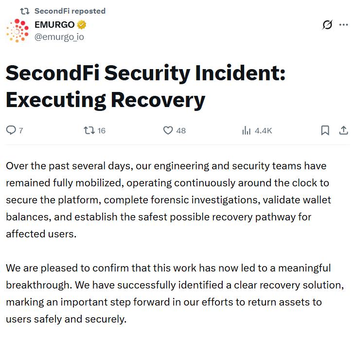 SecondFi update
