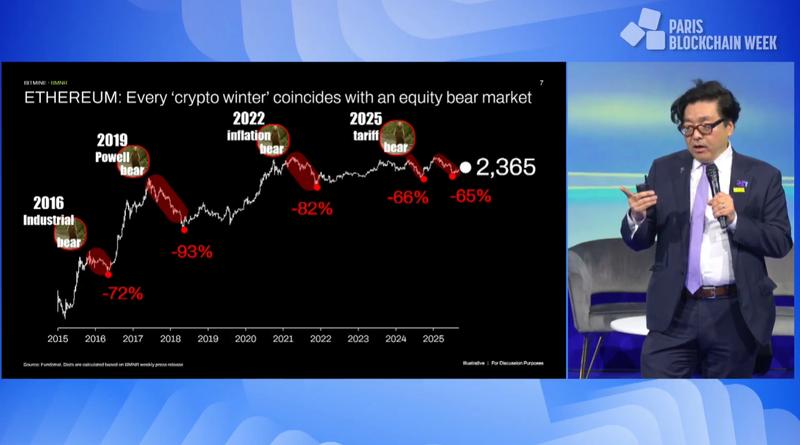 Thomas Lee keynote speech at Paris Blockchain Week 2026