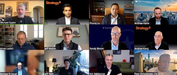 Michael Saylor speaking during Strategy's Q1 earnings call