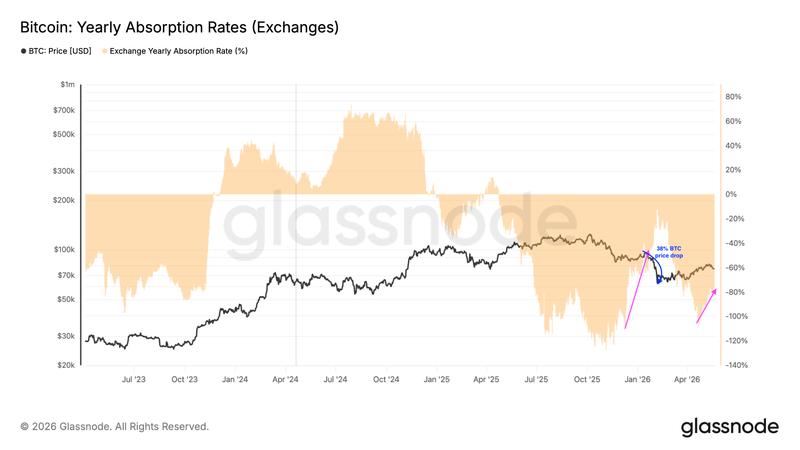 Bitcoin yearly absorption rates